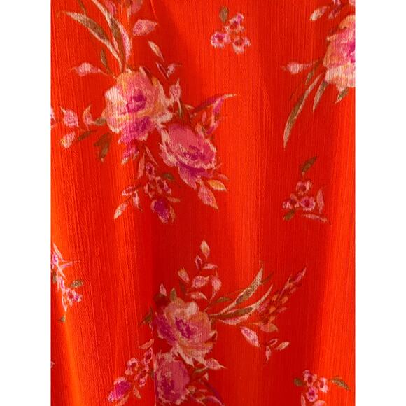 NWT Women's Vince Camuto Three Tier Orange Floral Print Flowy Boho‎ Dress Sz Med - Picture 12 of 12